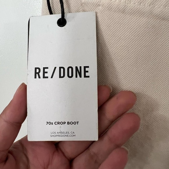 Re/done 70s Crop Boot $250 High Rise Jeans Vintage White Size 32 NWT - Picture 5 of 10